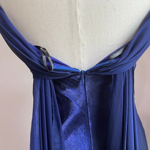 Vintage 90s Royal Blue Shimmer Iridescent Prom Formal Prom Dress Sz 6 - Picture 10 of 14